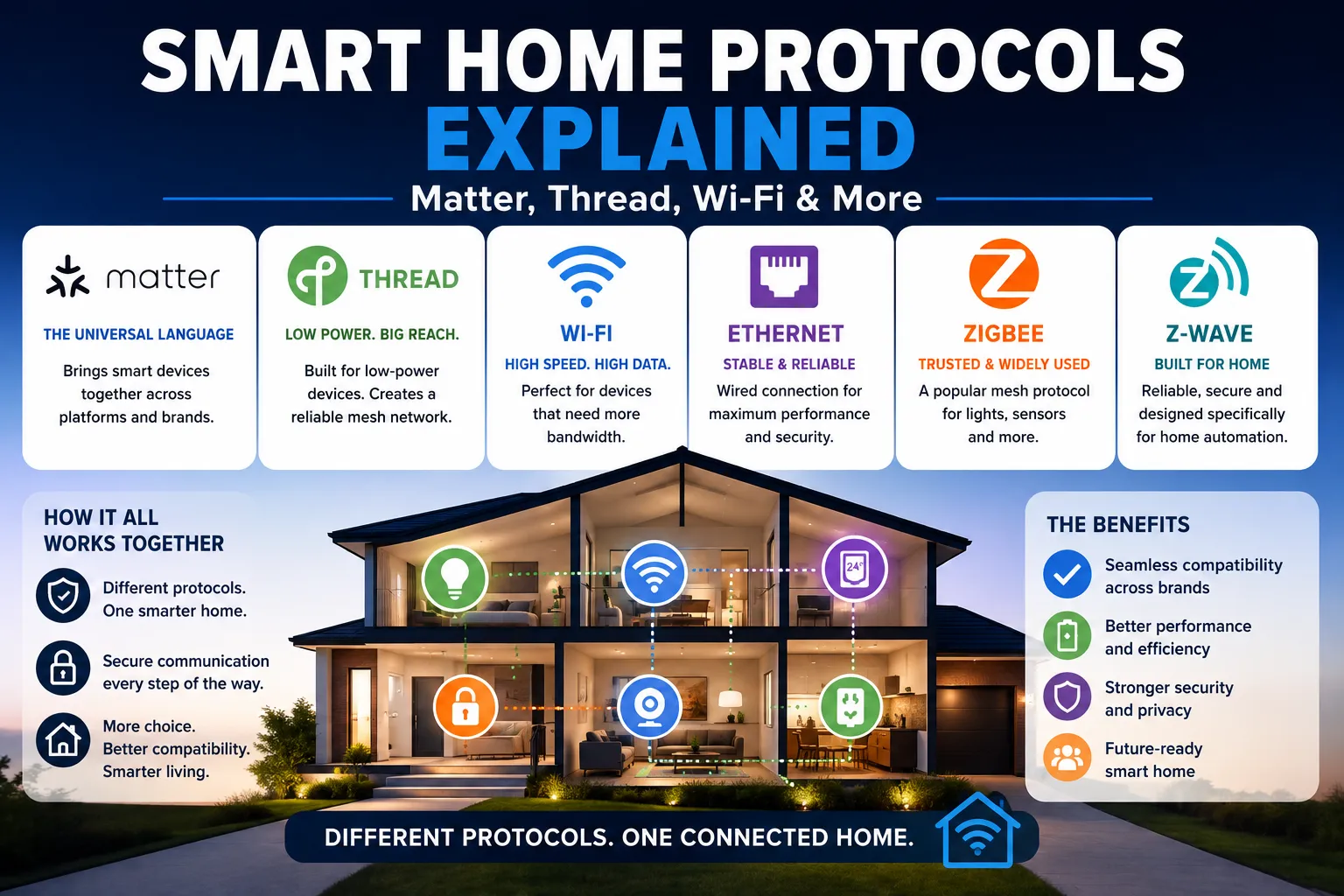 Smart Home Protocols Explained: Matter, Thread, Wi-Fi & More